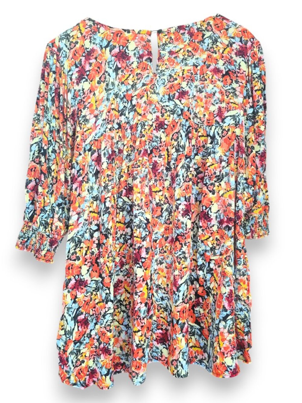 Terra & Sky Floral Smocked Peasant Blouse Top Plus Size 3X EUC - Picture 2 of 8